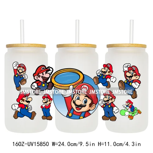 Retro Game Super Hero Princess UV DTF Cup Wraps Ready To Apply Waterproof Transfer Stickers For 16OZ Libbey Glass Can Tumbler