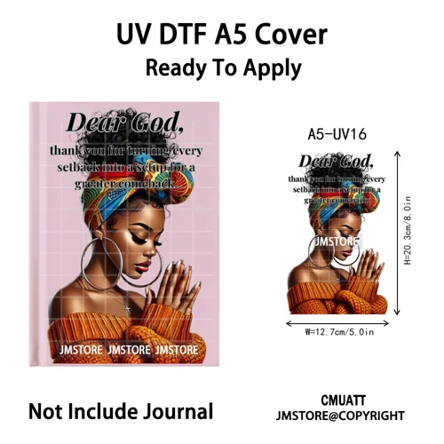 Christian Black Girl Praying Faith UV DTF Notebook Cover Decals Ready To Apply Durable Transfer Stickers For A5 Journal Cover