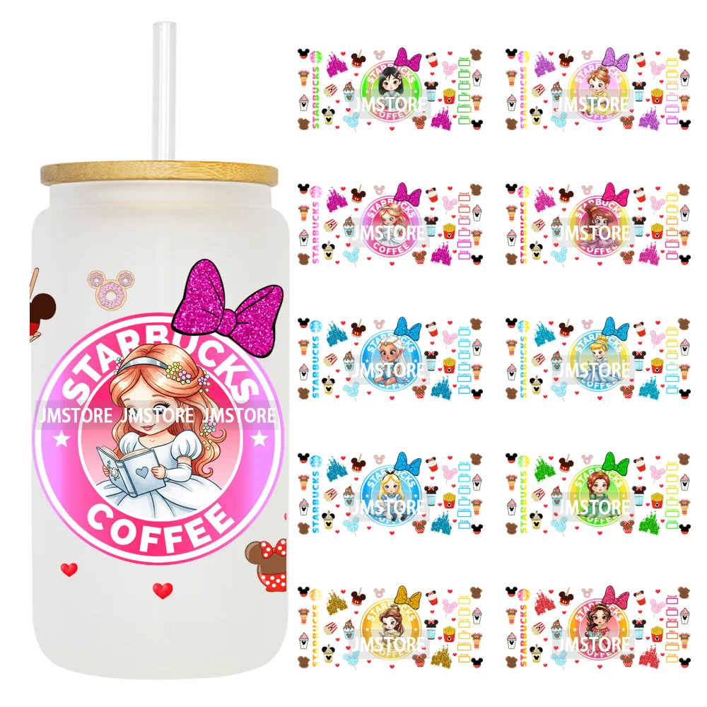 Coquette Bow Baby Toddler Princess UV DTF Cup Wraps Ready To Apply Transfer Stickers For 16OZ Libbey Glass Can Mug Faux Glitter