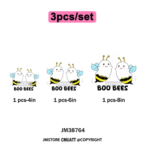 Cute Boos Ghost Pumpkin Halloween Season Thermal Printing Iron on DTF Washable Transfers Stickers Ready to Press for Textile