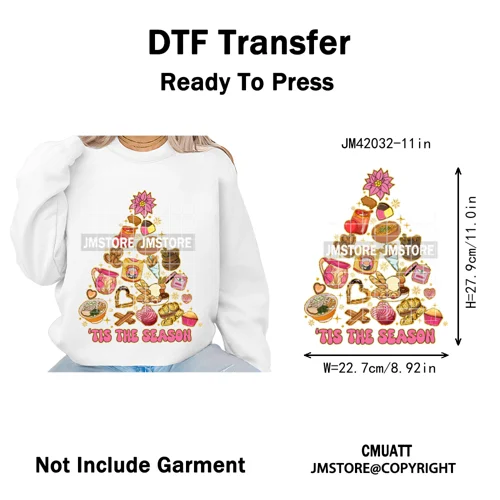 Tis The Season Pan Dulce Mexican Xmas Tuki Donkey Spanish Christmas Latin Iron on DTF Transfers Stickers Ready to Press for Text