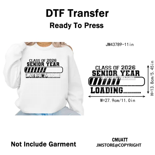 Class of 2026 High School Senior Edition Graduate Season Iron on Washable DTF Heat Transfer Stickers Ready to Press for Clothing