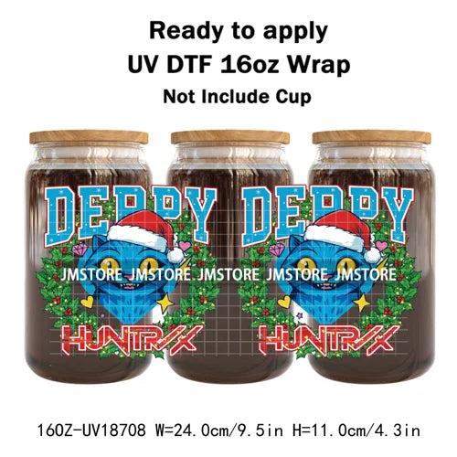 Demon Hunters Kpop Christmas Party UV DTF Stickers Ready To Apply Cup Wrap Durable Custom Prints DIY Craft For Libbey Can Glass