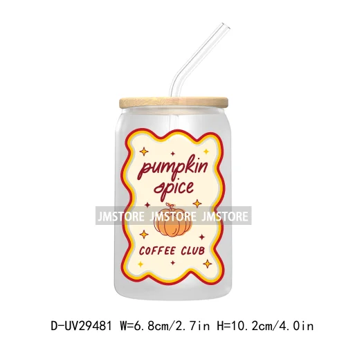 Halloween Autumn Girly Coquette Bow Pumpkin UV DTF Transfer Stickers Decals For Libbey Cold Cups Mugs Tumbler Fall Thanksgiving