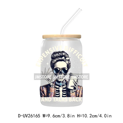 Antisocial Snarky Skeleton Skull UV DTF Transfer Stickers Decals For Libbey Cold Cups Mugs Durable Waterproof Custom Logo Labels