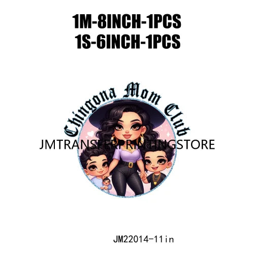 DIY Latina Mama Chingona Chicana Mom Kids Chibi Style Mother's Day Iron On DTF Transfer Stickers Ready To Press For Clothing