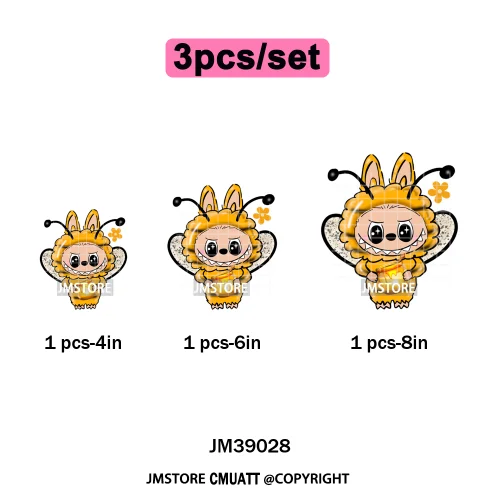 Colorful Monster Keychain Doll Character Designs Iron on DTF Washable Heat Transfers Stickers Ready to Press for T-shrits Bags