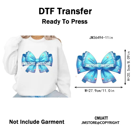 Colorful Princess Vibes Coquette Girly Kids Pastel Bows Printed Decals Iron on DTF Transfer Stickers Ready to Press for Clothes
