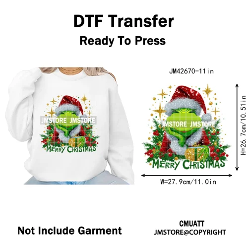 Magical Cartoon Girly Christmas Season Coquette Xmas Holiday Iron on DTF Washable Transfers Stickers Ready to Press for Textiles