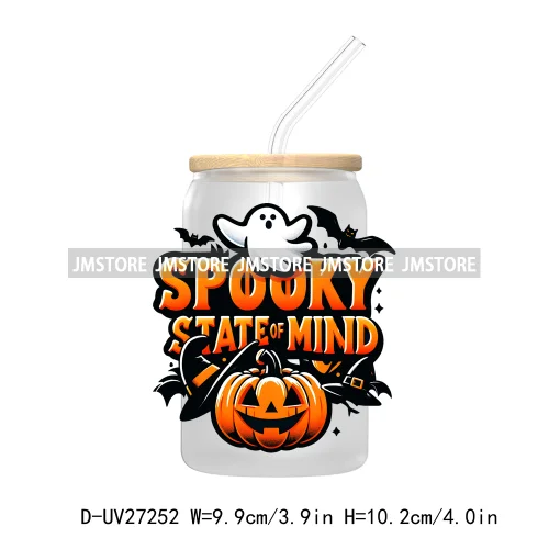 Trick Or Treat Pumpkin Coquette Bow Girly Ghost Halloween UV DTF Transfer Stickers Decals For Libbey Cold Cups Mug Tumbler Label