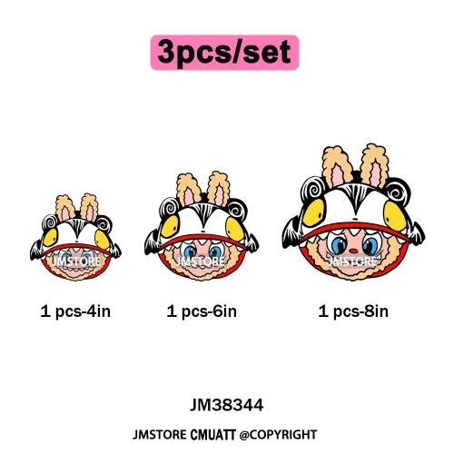 New Cartoon Costume Monster Dolls Lover DTF Printing Decals Iron on Washable Transfers Stickers Ready to Press for T-shirts