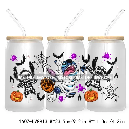 3D Horror Halloween UV DTF Sticker For 16OZ Libbey Glass Cup Can Wrap Transfer Stickers Custom Label DIY Logo Cartoon Blue Koala