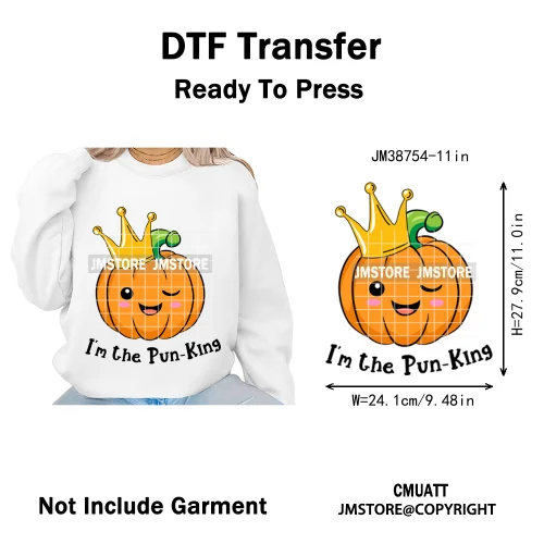 Cute Boos Ghost Pumpkin Halloween Season Thermal Printing Iron on DTF Washable Transfers Stickers Ready to Press for Textile