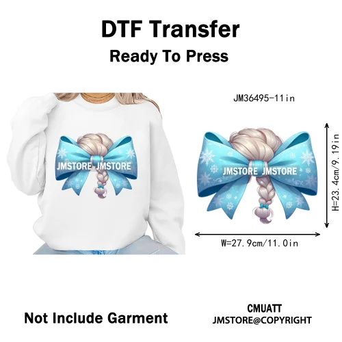 Colorful Princess Vibes Coquette Girly Kids Pastel Bows Printed Decals Iron on DTF Transfer Stickers Ready to Press for Clothes