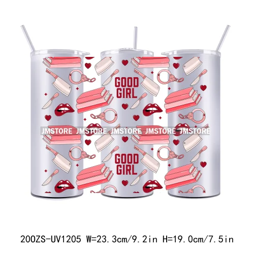 Coquette Bow Flowers Book Lover UV DTF Tumbler Wraps Durable Ready To Apply Transfer Stickers For 20OZ Straight Skinny Tumblers