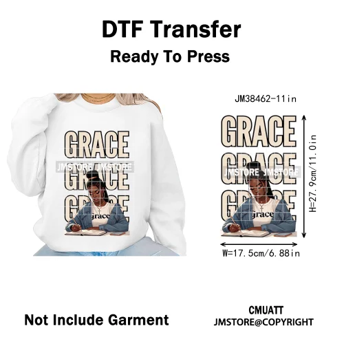 Pray Jesus Faith Trust Black Woman Religious Blessed Thermal Designs Iron on DTF Transfers Stickers Ready to Press for Clothes