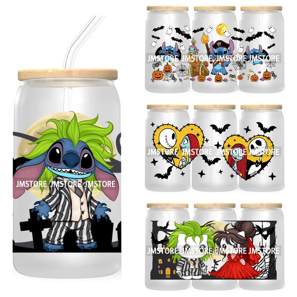 Halloween Horror Cartoon Character 16OZ UV DTF Cup Wrap Transfers Stickers For Libbey Glass Can Cups Tumbler Waterproof Craft