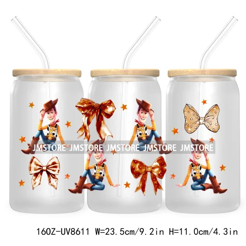 Cartoon Bear Halloween Coquette Bow UV DTF Sticker For 16OZ Libbey Glass Cup Can Wrap Transfer Stickers Custom Labels DIY Logo