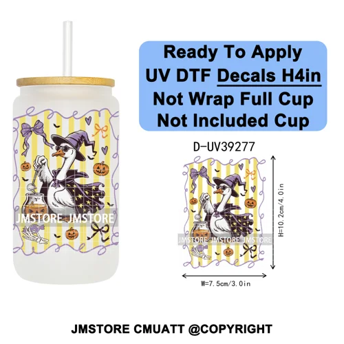 Retro Spooky Season Halloween Ghost Boo Gift UV DTF Transfer Stickers Decals Ready To Apply Waterproof For 16OZ Libbey Glass Can