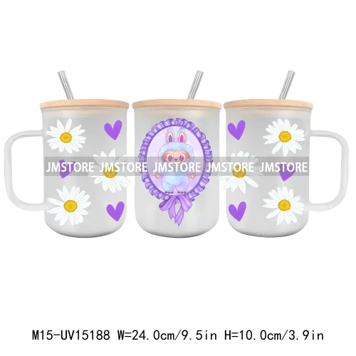 Cartoon Mirror Coquette 15OZ Glass Mug UV DTF Cup Wrap Ready To Apply Waterproof High Quality Custom Prints For Mugs Cup Tumbler