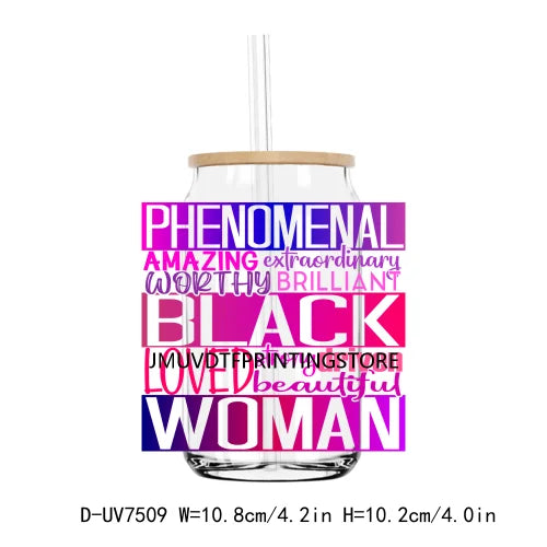 Black King Woman Letters UV DTF Transfers Stickers Decals For Libbey Cold Cups Mugs Tumbler Waterproof DIY Logo Hustle Hard