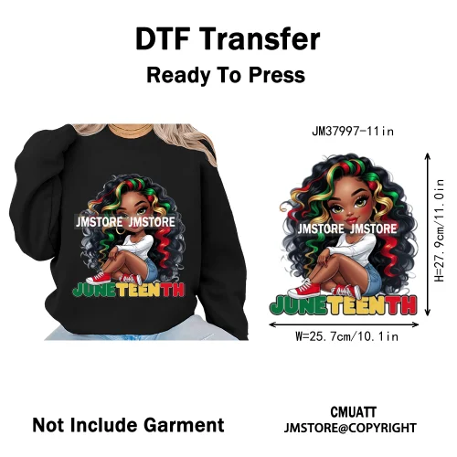 Celebrate Afro Dope Woman Juneteenth Since 1865 Freedom Power Vibes Independence Day Iron on  DTF Transfer Stickers For T-shirts