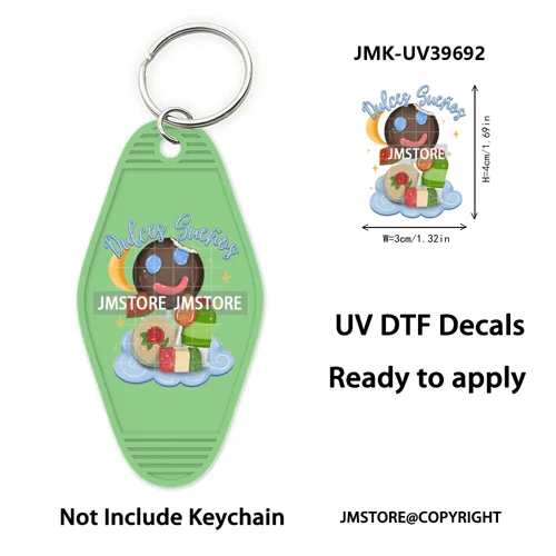 Mexican Conchas Ghost Spooky Halloween UV DTF Motel Keychain Wraps Ready To Apply Waterproof High Quality Hotel Keychain Decals