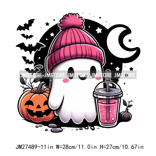 Read Books Flower Bike Music Ghost Sweet Spooky Season Halloween DTF Printing Logos Iron On Transfers Stickers For Hoodies Bags