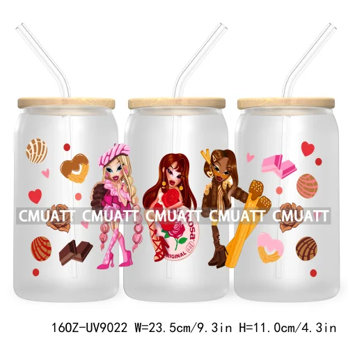 Cartoon Cute Kids Doll Girl Swiftie Love UV DTF 16OZ Stickers Glass Can Wrap For Libbey Cold Cups Mugs Waterproof DIY Craft