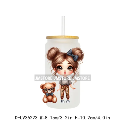 Pretty Girl With Animals UV Sticker Decals For Libbey Cold Cups Mugs Tumbler Transfer Stickers Waterproof High Quality Labels