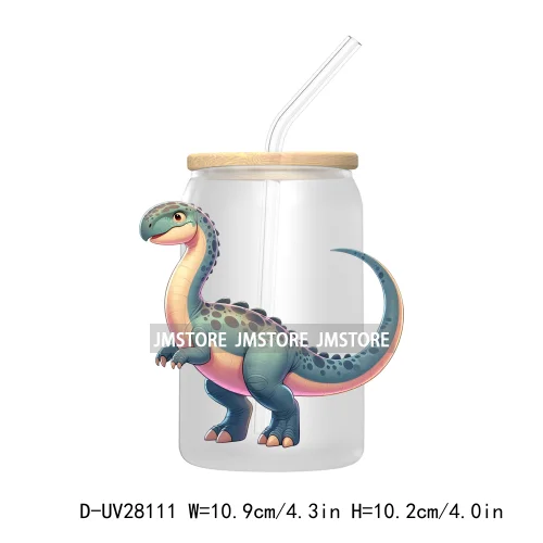 Cute Baby Dinosaur Kids Gift UV DTF Transfer Stickers Decals For Libbey Cold Cups Mugs Tumbler Waterproof Craft Cartoon Animals