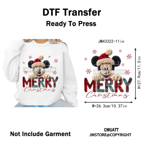 Latch Hook Faux Yarn Cartoon Movie Friends Merry Christmas Iron on Washable DTF Transfers Stickers Ready to Press for Textiles