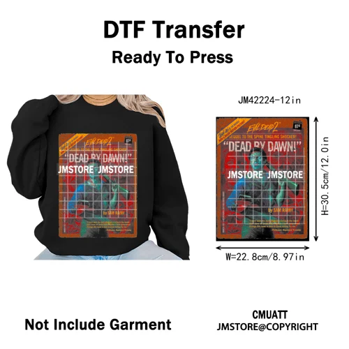 Cool Halftone Horror Killer Characters Scary Halloween Vibes Iron on DTF Washable Transfers Stickers Ready to Press for Clothes