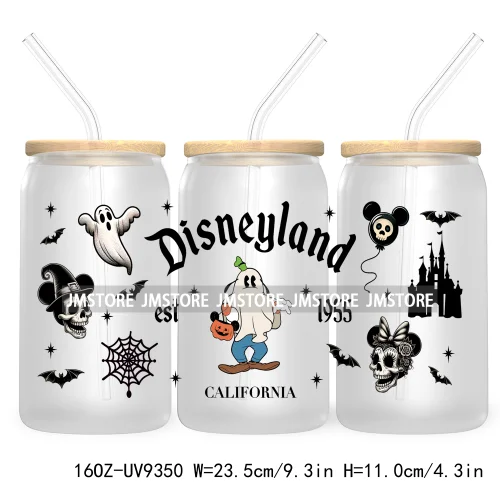 Halloween Mouse And Friends UV DTF Sticker For 16OZ Libbey Glass Cup Can Wrap Transfer Stickers Custom Labels Logo Spooky Vibes