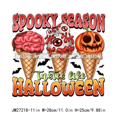 Sweet Spooky Ice Cream Season Ghost Boo Halloween Creepy People Trick Or Treat Candy DTF Iron On Transfers Stickers For T-shirts