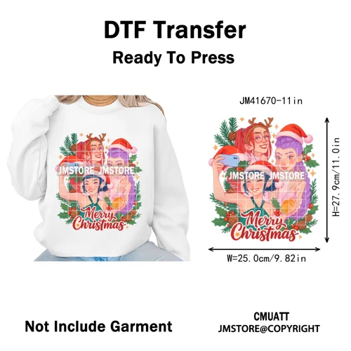Christmas Kpop Holiday Idol Santa Holly Jolly Merry Christmas Iron on DTF Washable Transfers Stickers Ready to Press for Textile