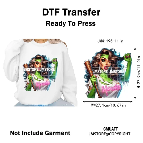 Creepy Killer Mama Club Halloween Spooky Vibes Horror Mom Iron on Washable DTF Transfer Stickers Ready to Press for T-shirts Bag