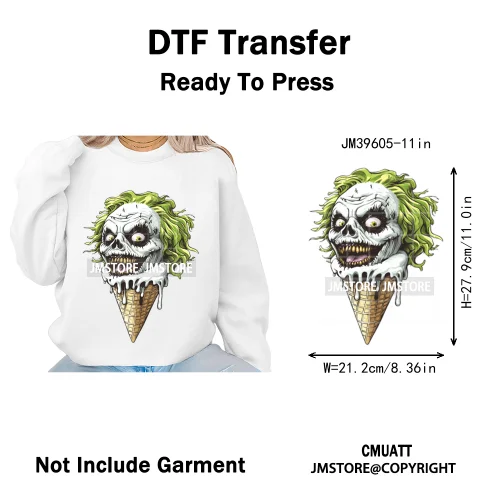 Scary Halloween Popsicles Horror Movie Killers Character Iron on DTF Washable Transfers Stickers Ready to Press for Textile Bags