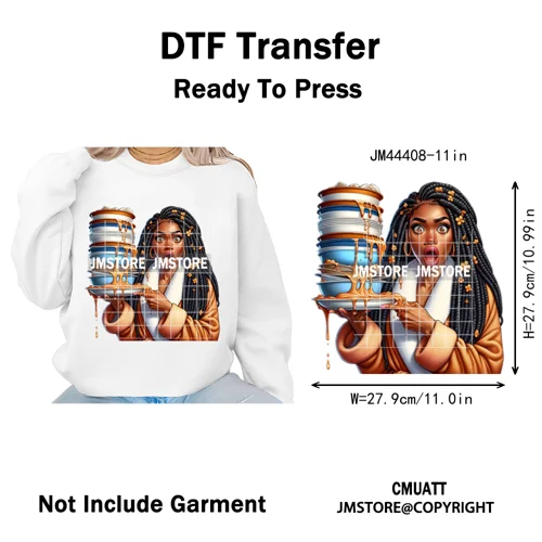 Angry Office African Girl Sassy Moods Housework Mom Iron on Washable DTF Heat Transfer Stickers Ready to Press for T-shirts Bags