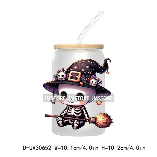 Spooky Cartoon Halloween Characters UV DTF Transfer Stickers Decals For Libbey Cold Cups Mugs Tumbler Waterproof Baby Princess