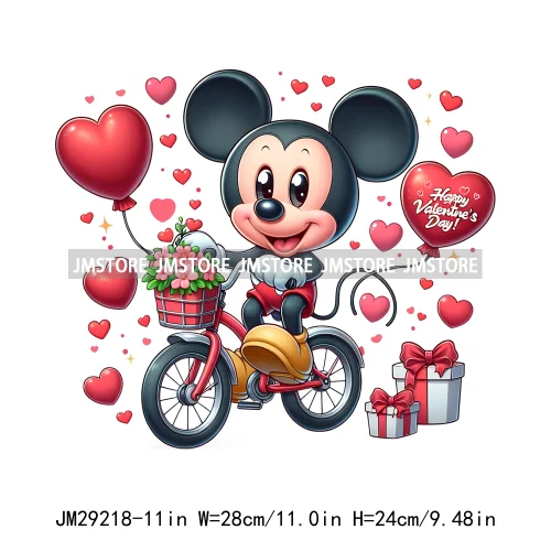 Happy Valentine's Day Cartoon Character Mouse Animal Cupid Love Heart DTF Iron On Transfers Stickers Ready To Press For T-shirts