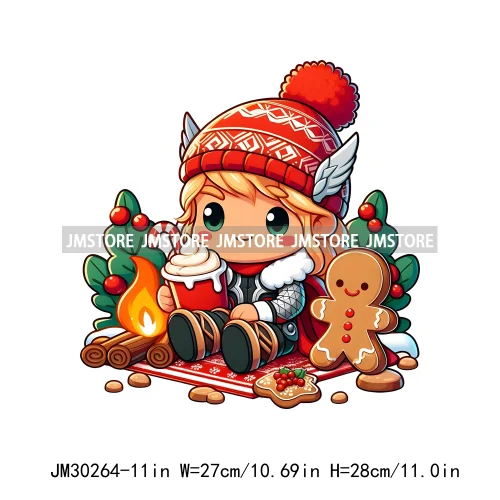 Christmas Cartoon Animal Characters Snow Holiday Santa Tree Gifts Iron On DTF Transfers Stickers Ready To Press For Sweatshirts