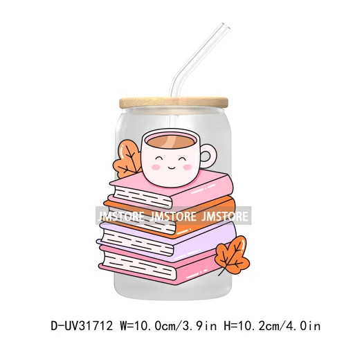 Fall Pumpkin Spice Cozy Readers Bookish Club UV DTF Transfer Stickers Decals For Libbey Cold Cups Mugs Tumbler Waterproof Craft