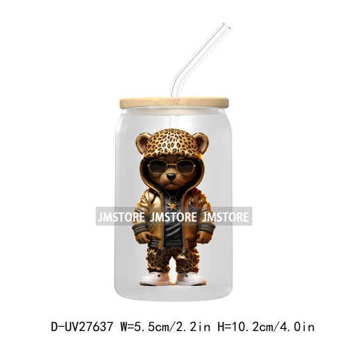 Hip Hop Urban Graffiti Teddy Bear UV DTF Transfer Stickers Decals For Libbey Cold Cups Mugs Tumbler Waterproof Trendy Bears Doll