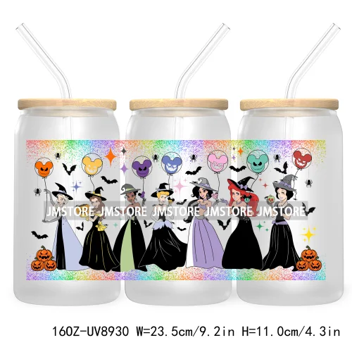 Fall Halloween Cartoon Friends 16OZ UV DTF Cup Wrap Transfer Stickers Custom Labels Durable Waterproof Logo For Libbey Glass Can