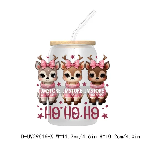 Howdy Christmas Boots UV DTF Transfer Stickers Decals For Libbey Cold Cups Mugs Tumbler Waterproof Labels Western Coquette Bow