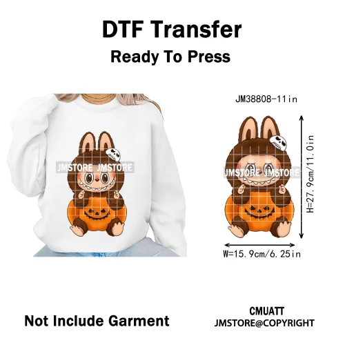 Sorat Sweet Sorat Spooky Cartoon Monster Halloween Designs Iron on DTF Washable Transfers Stickers Ready to Press for Hoodies