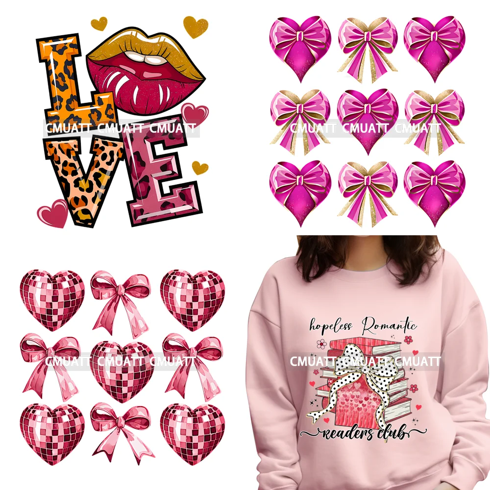 Colorful Love Heart Lips Coquette Happy Valentine's Day Iron On DTF Heat Press Transfers Stickers Ready To Press For Clothing