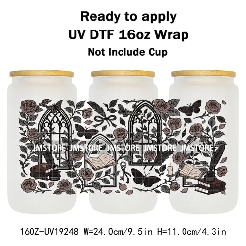 Romance Bookclub Bookish Candle UV DTF Cup Wrap Ready To Apply Transfer Stickers Durable 16OZ Tumbler Wraps For Libbey Glass Can
