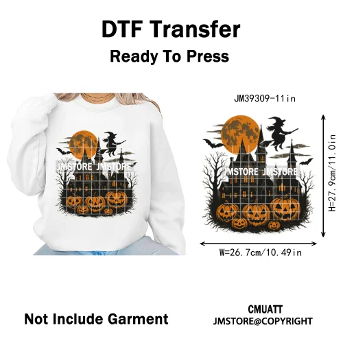 Funny Halloween Quotes Ghouls Stay Spooky Creep It Real Iron on DTF Washable Transfers Stickers Ready to Press for T-shirts Bags